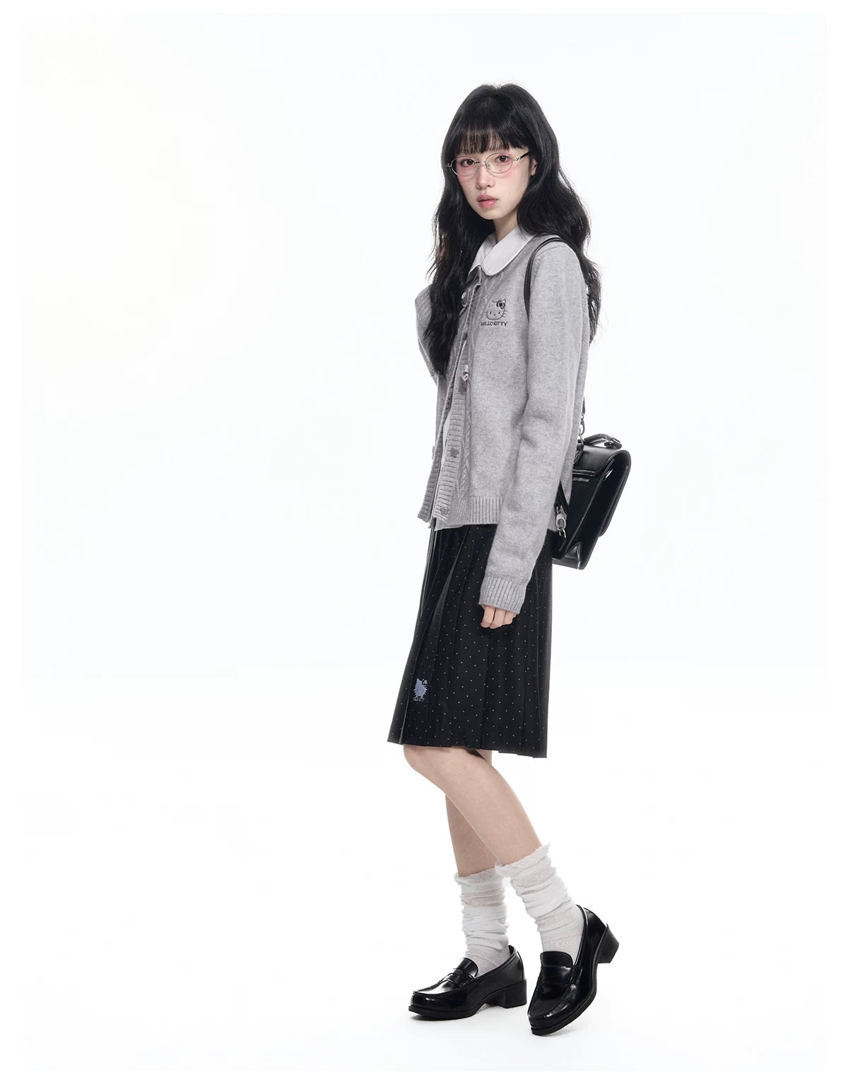 170726K "Heather Ribbon" Gray Cable Knit Cardigan