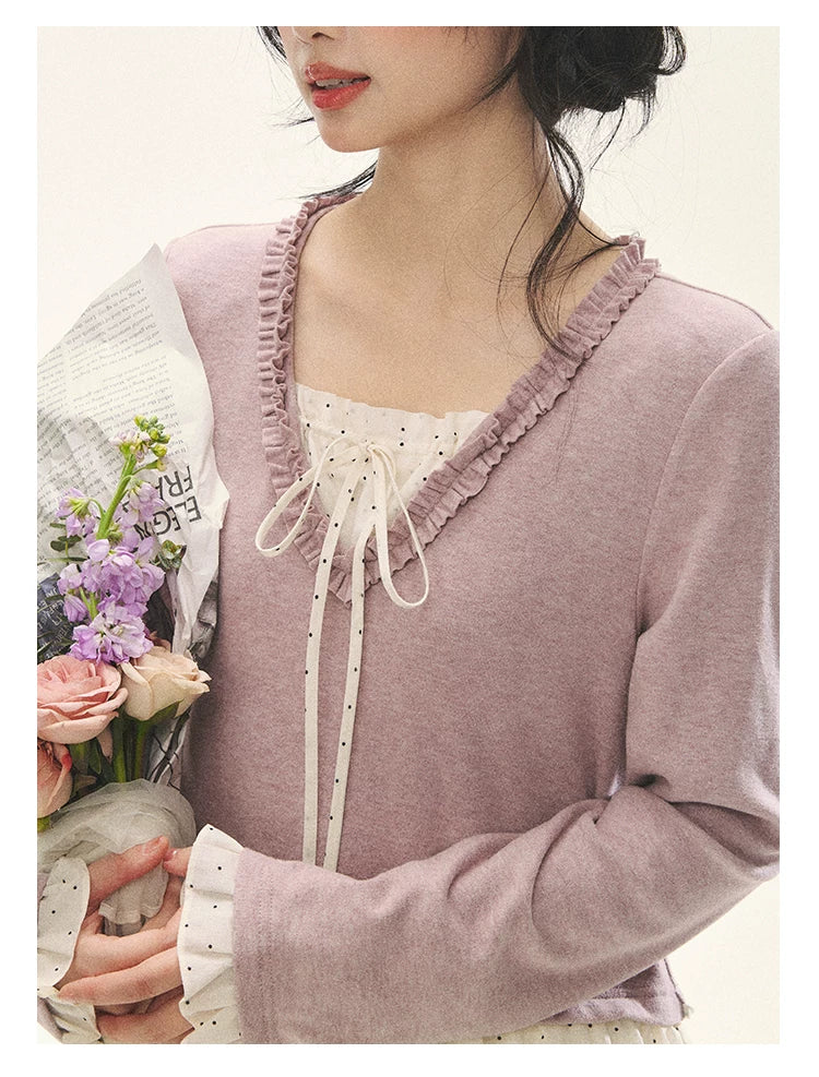 "Berry Layers" Smoky Wisteria Faux-Layer Bow Tiered Mini Dress