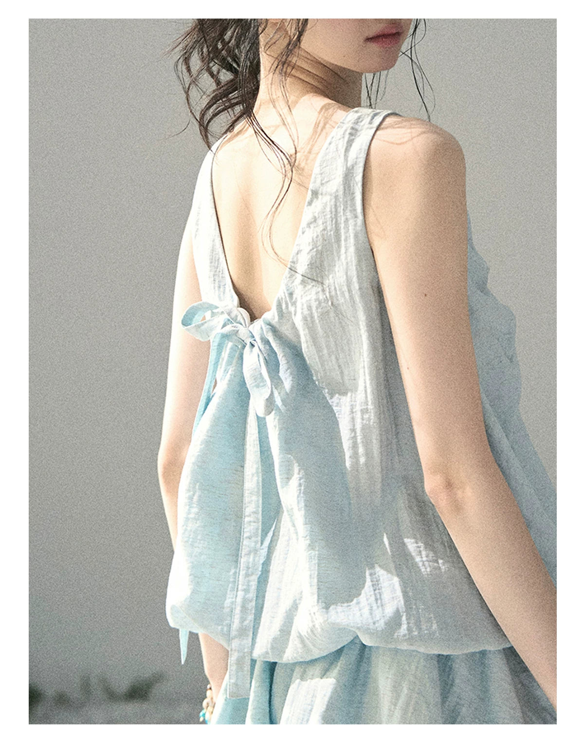 “Whispering Grass” Moonlight Blue Twist Mini Dress