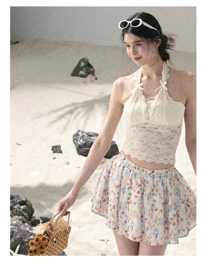 "Moss Whisper" Knit Sun Protection Cardigan & Cami Top