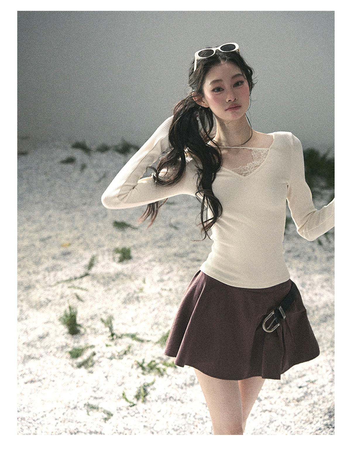 “Corridor Chimes” Chestnut Brown A-Line Puff Mini Skirt