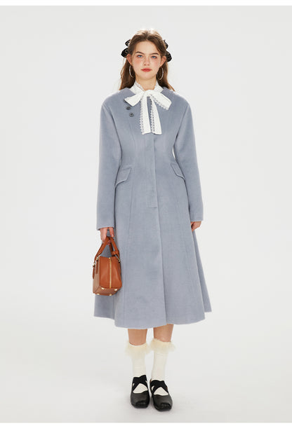 Misty Blue Wool Coat (with scarf)