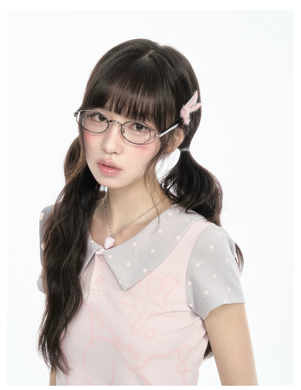 "Sweet Polka Day" Blush Pink Tee & Glacier Gray Shorts Set