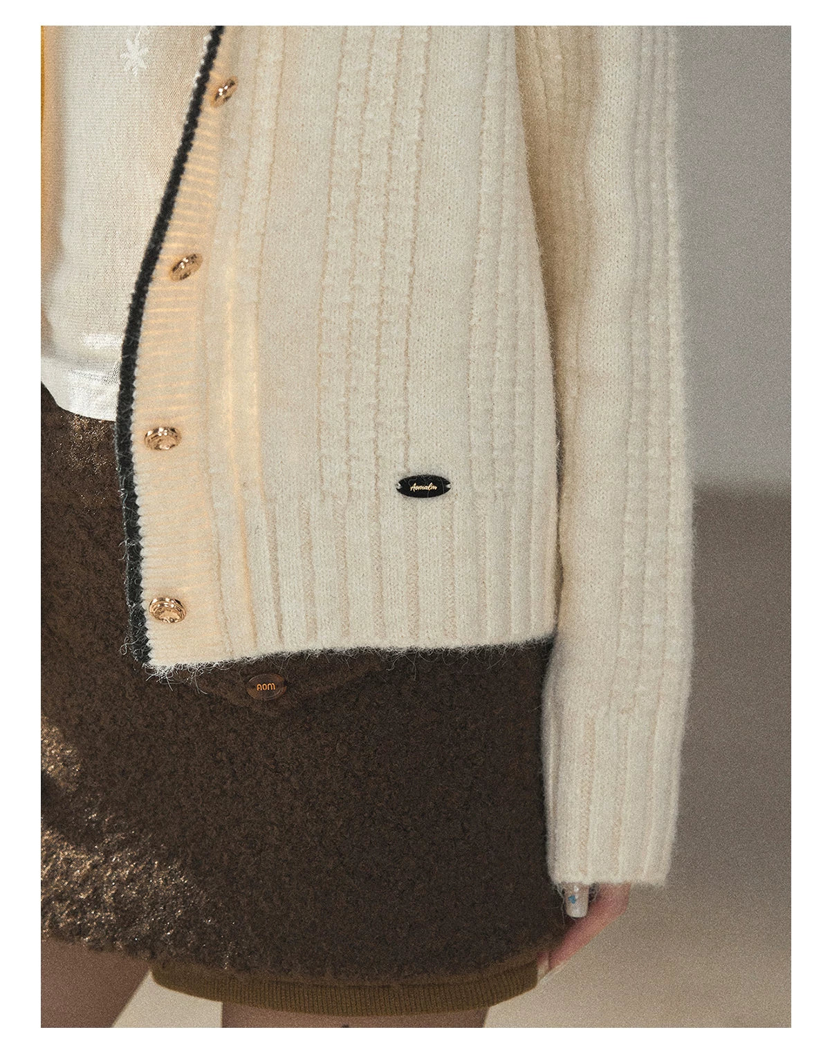 AOMALM - "Wrapped in the Evening Breeze" Milk Rice White Sailor-Collar Wool-Blend Knit Sweater