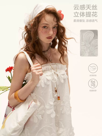 "Pure Bloom Mood" 3D Floral Strapless Mini Dress WE944
