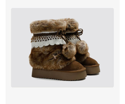 Earl Cat Platform Mid-Calf Snow Boots (Grey / Brown)