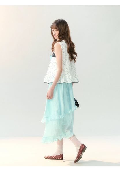 "Polka Dot Water Dream" Mint Green Ruffle Skirt Set PP2026229
