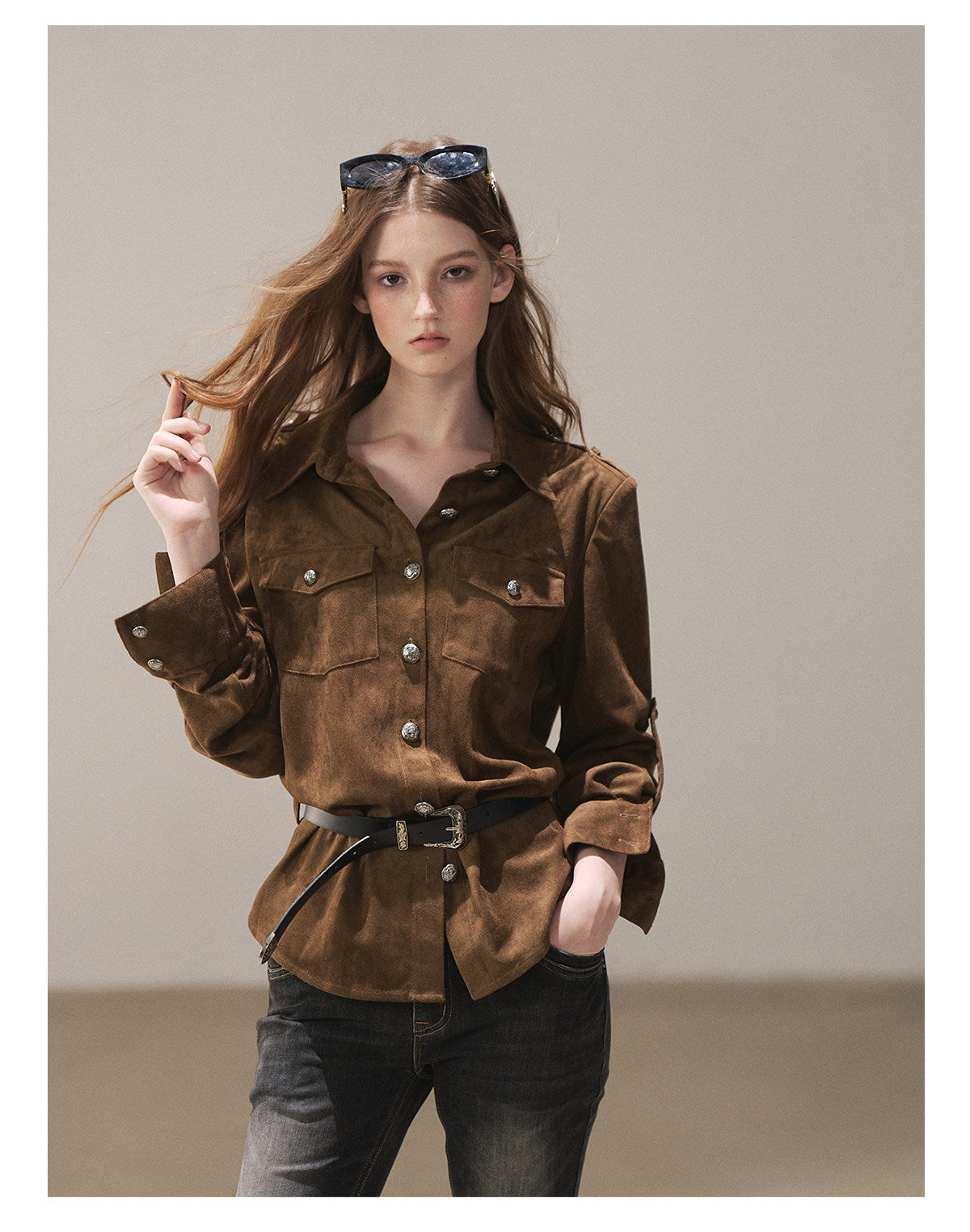 170726 "Scattered Across the Dunes" Rich Cocoa Utility Shirt with Belt