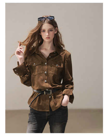 170726 "Scattered Across the Dunes" Rich Cocoa Utility Shirt with Belt