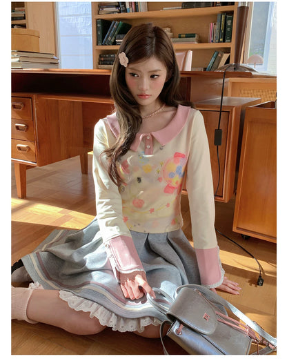 “Spring Palette Reverie” Apricot Cropped Knit Top