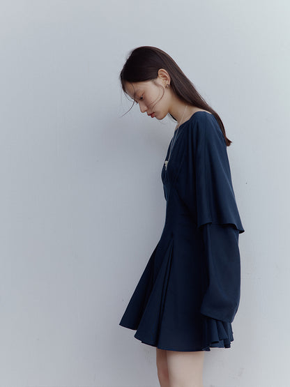 FUSSED Midnight Butterfly Deconstructed Layered Dress – Eclipse Blue FOF-25SS139
