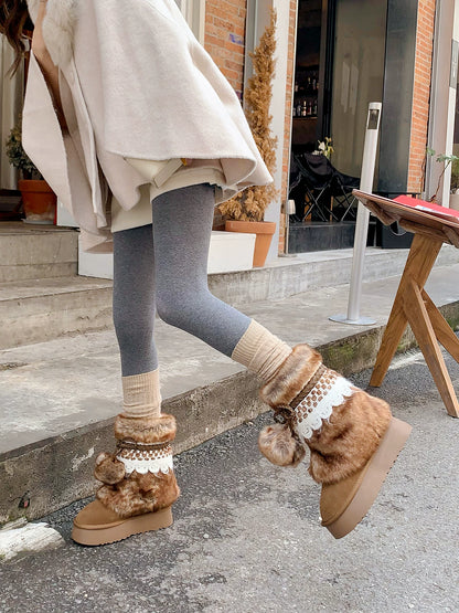 Earl Cat Platform Mid-Calf Snow Boots (Grey / Brown)