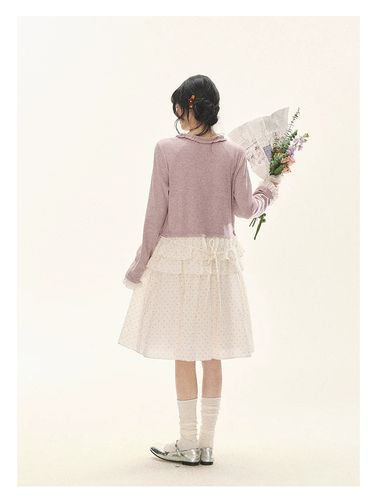 "Berry Layers" Smoky Wisteria Faux-Layer Bow Tiered Mini Dress