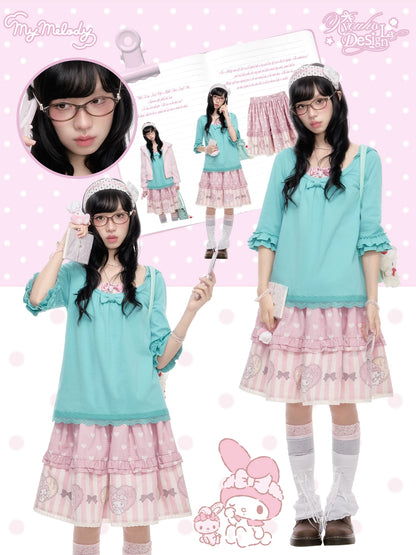 “Melody Garden” Mint Green My Melody Ruffle Hoodie Jacket Set