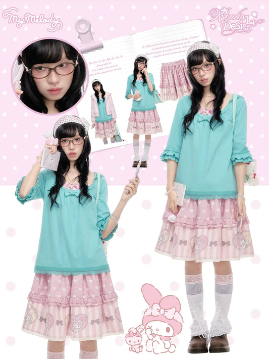 “Melody Garden” Mint Green My Melody Ruffle Hoodie Jacket Set