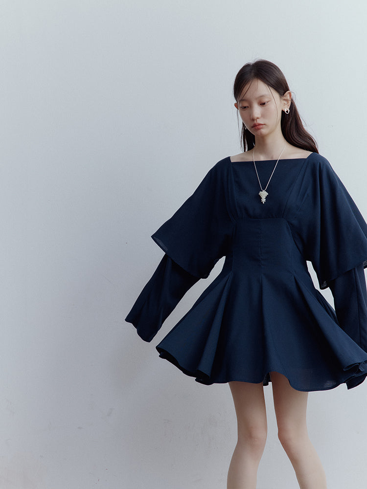 FUSSED Midnight Butterfly Deconstructed Layered Dress – Eclipse Blue FOF-25SS139