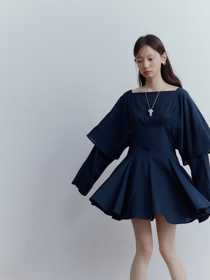 FUSSED Midnight Butterfly Deconstructed Layered Dress – Eclipse Blue FOF-25SS139