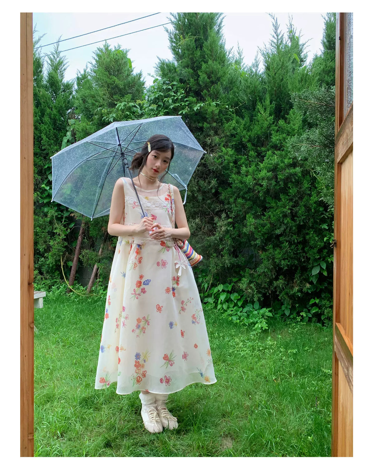 [RF] “Sunlit Wildflower Reverie” Ivory Floral Tulle Maxi Dress