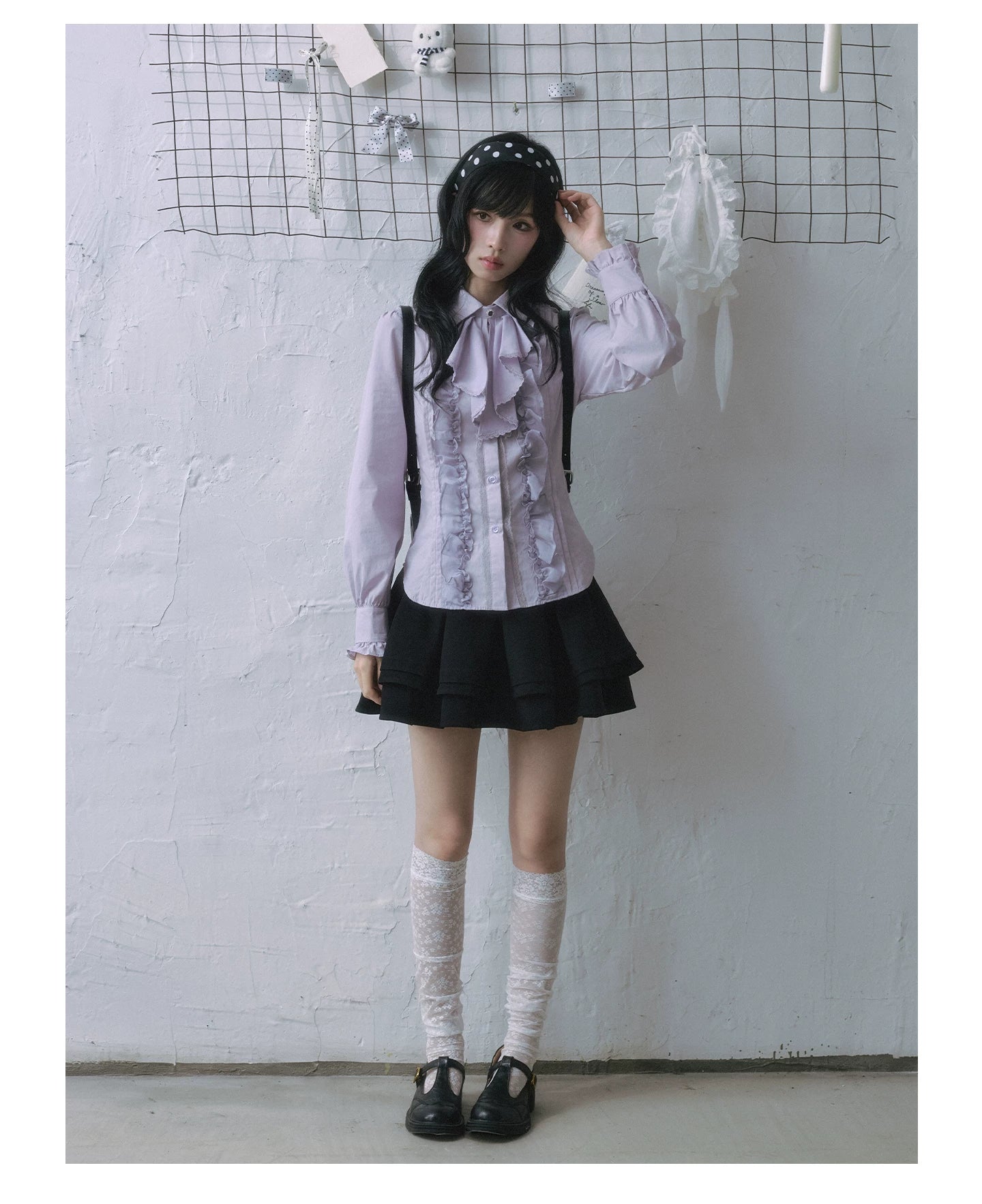 "Royal Lavender" Victorian Layered Collection (Ruffle Shirt / High-Waist Skirt / Mesh Overlay Skirt)