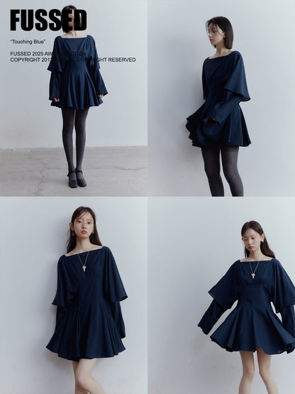 FUSSED Midnight Butterfly Deconstructed Layered Dress – Eclipse Blue FOF-25SS139