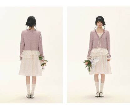 "Berry Layers" Smoky Wisteria Faux-Layer Bow Tiered Mini Dress