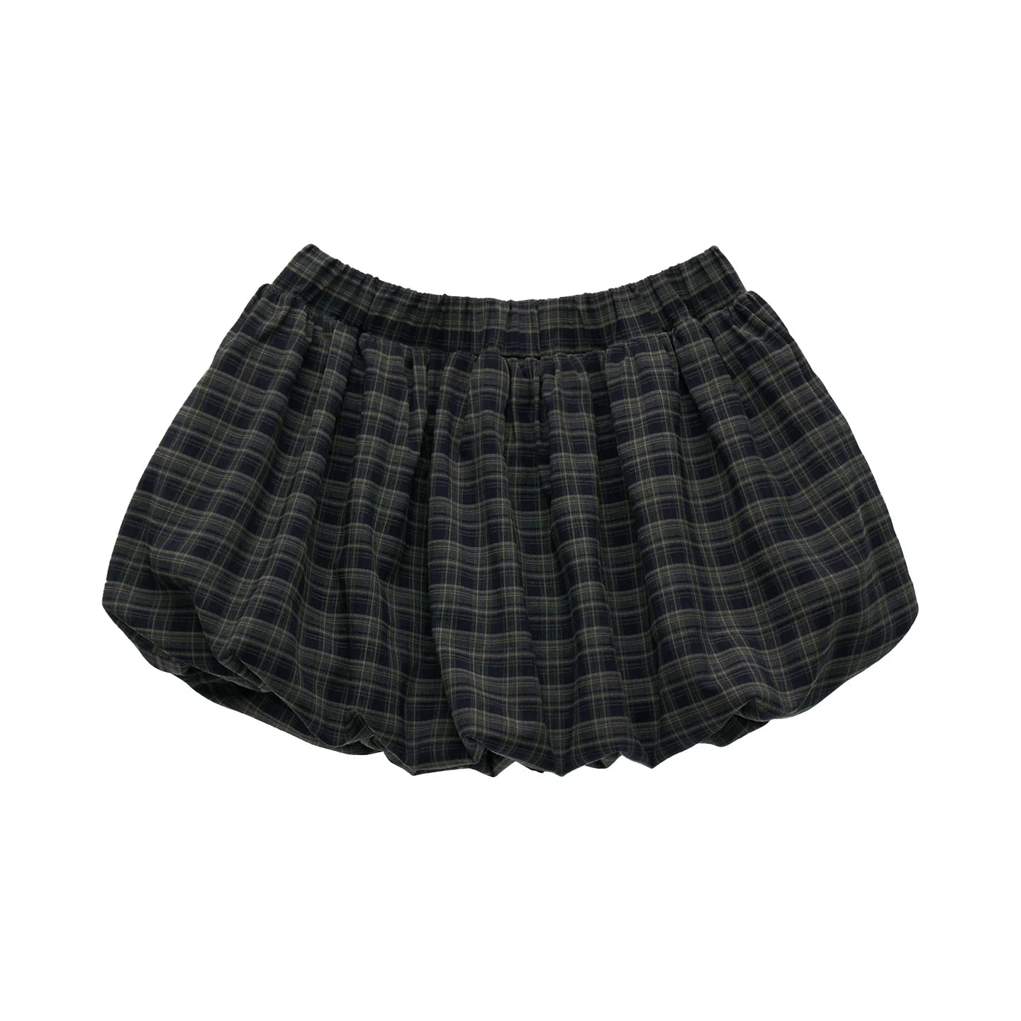 "Retro Prep Mood" Plaid Tie Shirt & Puff Mini Skirt Set WE701