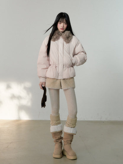Soote Season - Sweet Cream Pink Faux-Fur Collar Puffer Jacket
