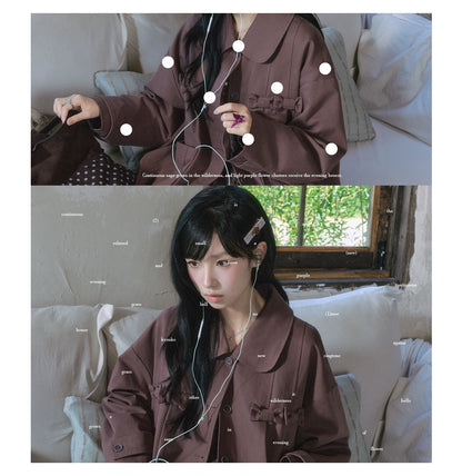 "Sage Whisper" Layered Trench Collection (Round Collar Coat / Knit Top / Polka Dot Cami / Plaid Skirt)