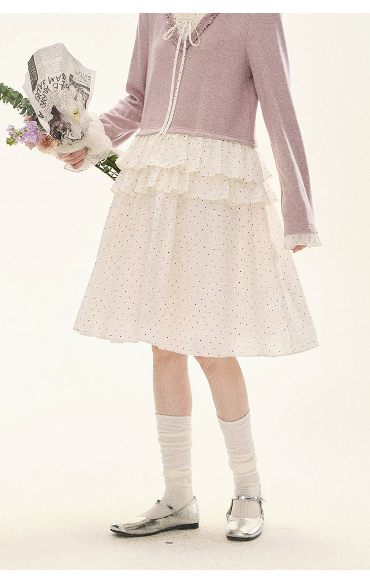 "Berry Layers" Smoky Wisteria Faux-Layer Bow Tiered Mini Dress