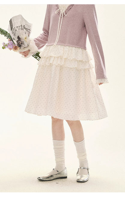 "Berry Layers" Smoky Wisteria Faux-Layer Bow Tiered Mini Dress