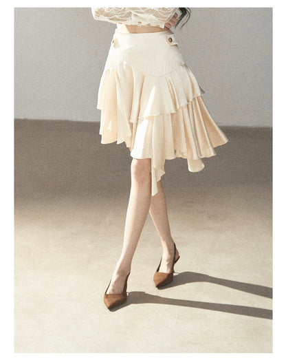 AOMALM - "Ginkgo & Evening Breeze" Dutch Cream French Satin Skirt