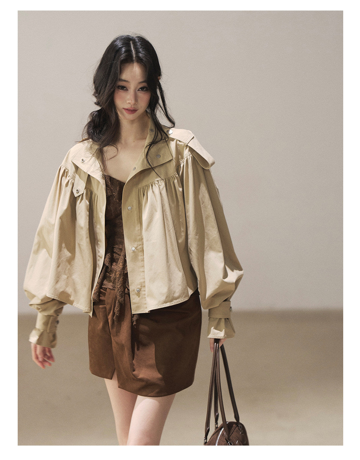 170726 "Where the Wind Wanders" Light Sand Cropped Utility Jacket