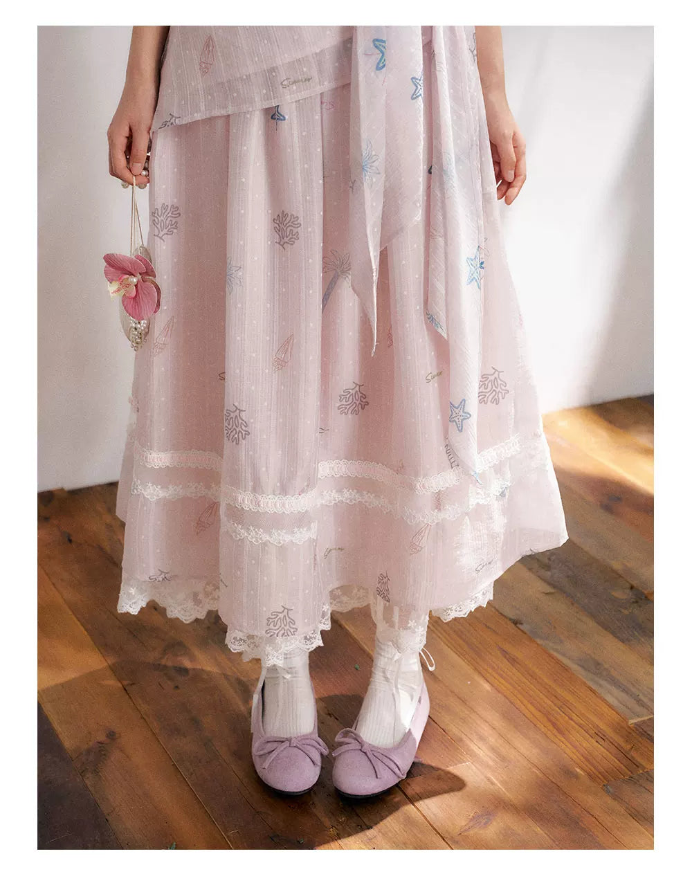 “Pink Mist Island” Dusty Rose Off-Shoulder Skirt Set