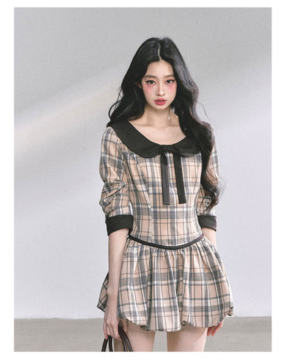 少也眼 "Miss Diana" Plaid French Babydoll Dress 78658645
