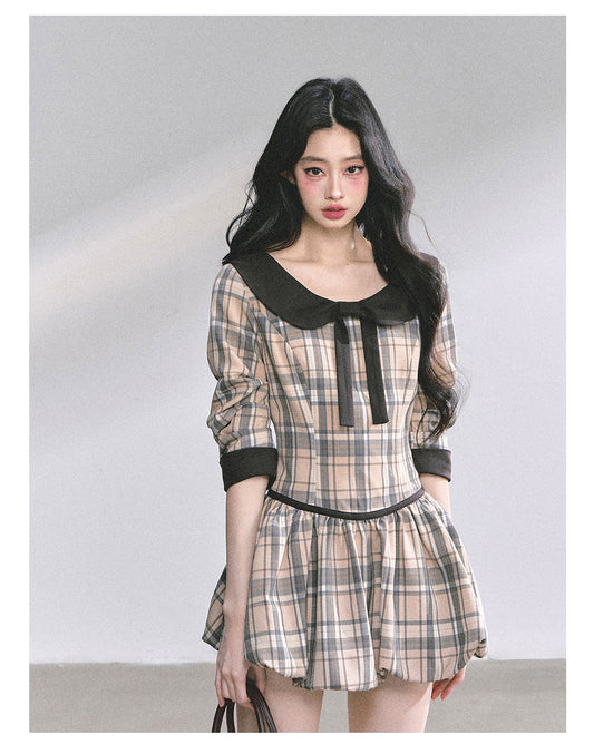 少也眼 "Miss Diana" Plaid French Babydoll Dress 78658645