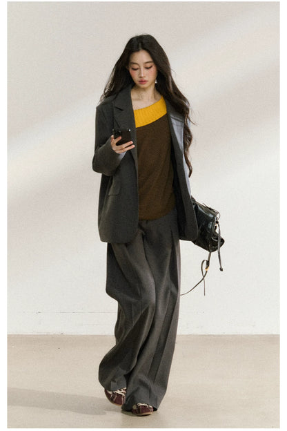 JN's DESIGN - Dark Gray Relaxed-Fit Mid-Length Blazer