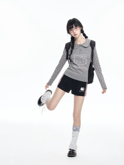 170726K  "Grey Stardust" Layered Campus Collection (Long Sleeve Top / Layered Skort / Athletic Shorts)