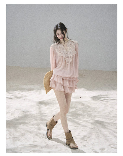 "Flowers on the Breeze" Blush Pink Top & Mini Skirt Two-Piece Set