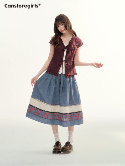 Boho Patchwork Tassel Maxi Skirt WW2026087