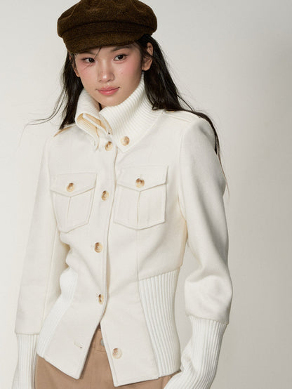Soote Season - "Cloud & Roast" Two-Way High-Neck Cinched Wool Jacket