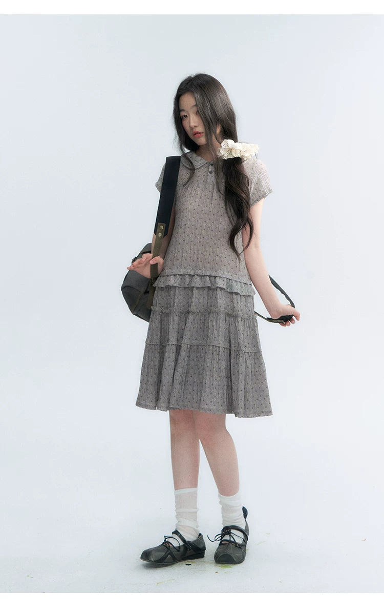 "Weekend Diary" Ruffle Tiered Polo Midi Dress