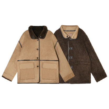 ASGONY - Brown Reversible Suede & Faux Shearling Jacket