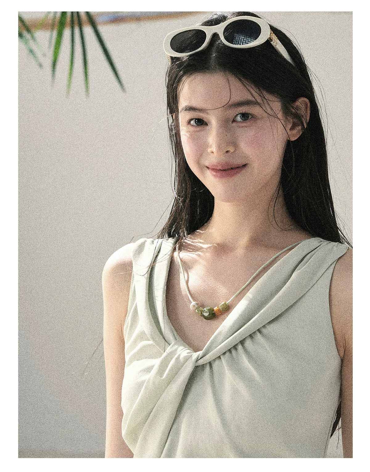 "Botanical Whisper" Sage Mist V-Neck Dress