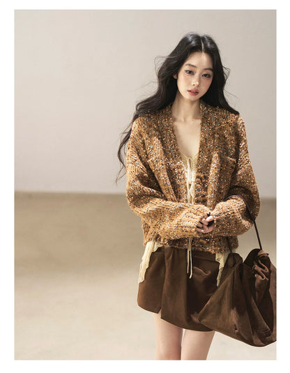 AOMALM - Toasted Pecan Marled Knit Cardigan