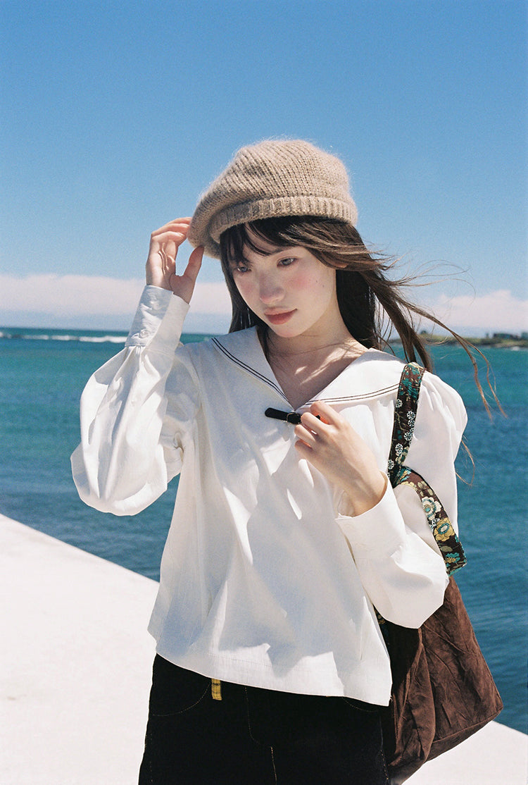 Zzouu - "A Japanese Girl" Sailor Collar White Shirt