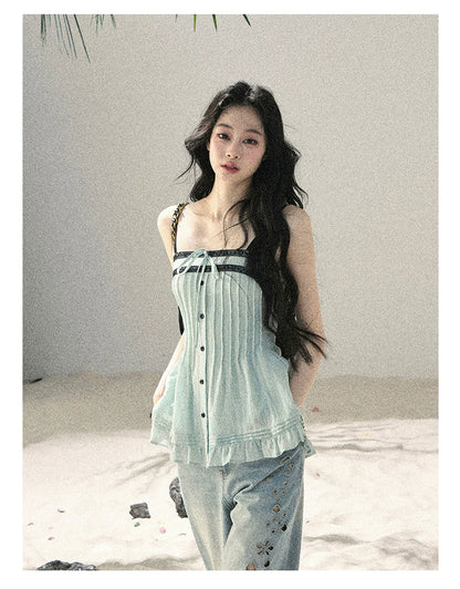 "Sea Breeze Reverie" Misty Sage Lace Off-Shoulder Ruched Top 54352131