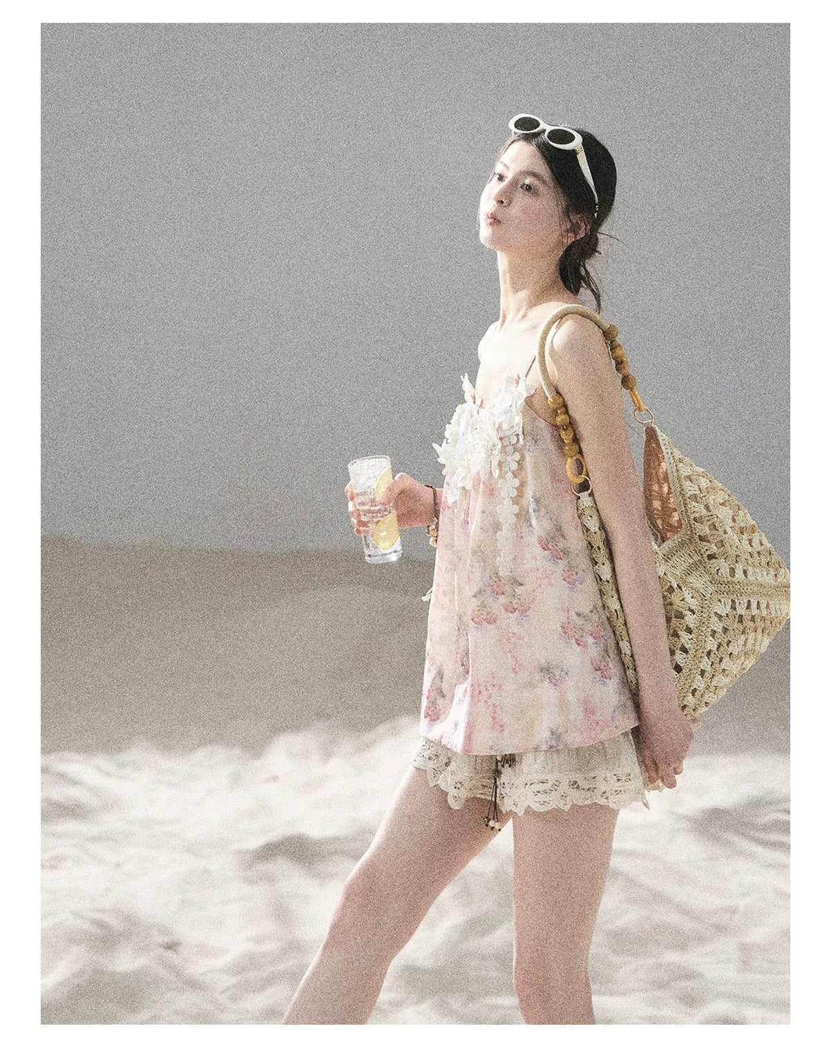"Unscripted Romance" Dried Rose Embroidered Floral Cami Top