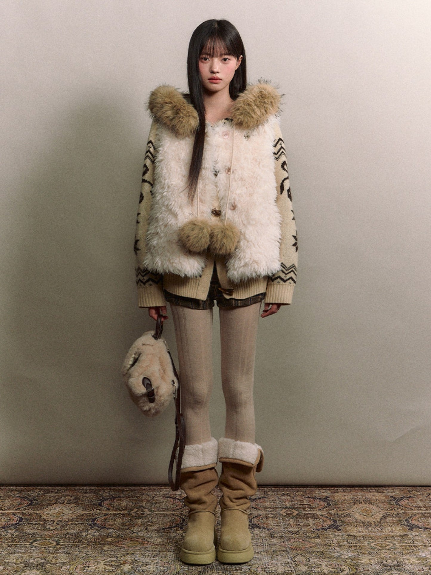 Soote Season - Korean Cloud Mist White Curly Faux-Fur Vest