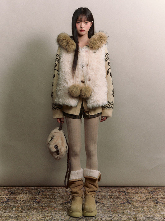Soote Season - Korean Cloud Mist White Curly Faux-Fur Vest
