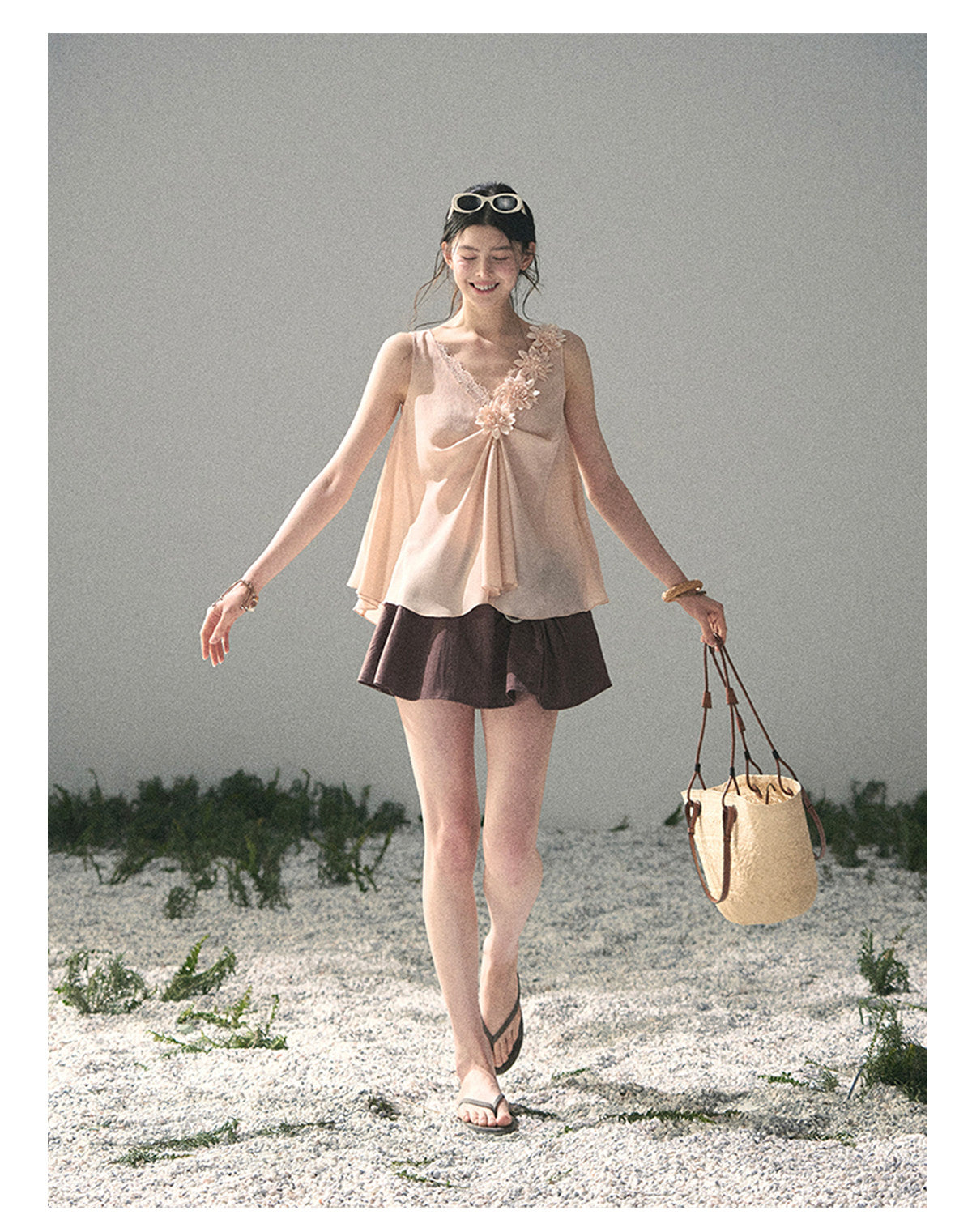 “Silent Rose” Blush Pink Floral Lace Sleeveless Top
